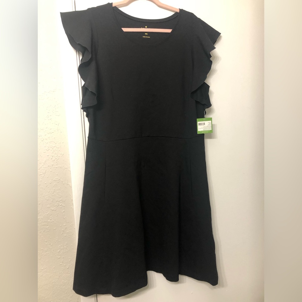 New Kate Spade ruffle sleeve black dress